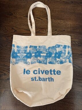 le civette st.barth Canvas Tote Bag in Blue and Cream
